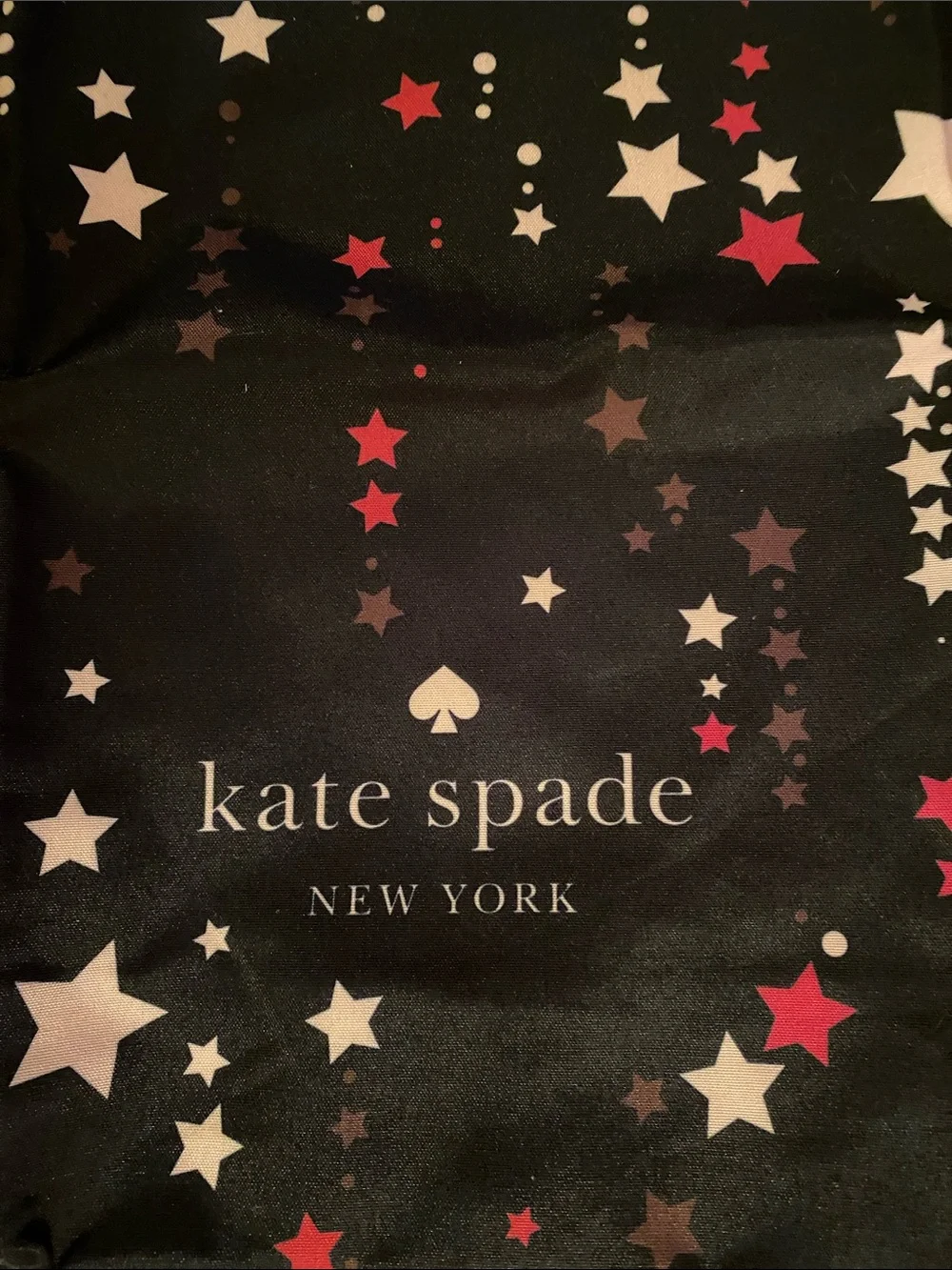 kate spade Black Garment Bag with Pink & Cream Star Print